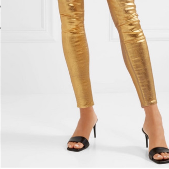 L’AGENCE High Rise Skinny Margot Gold Jeans Coated - Picture 5 of 8